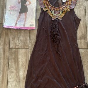 Brown Dress with Beaded Collar